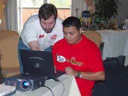 Ahui Herrera talks to an interested Steve Barile