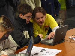 Tim Courtney teaches an attendee the finer points of MLCAD.