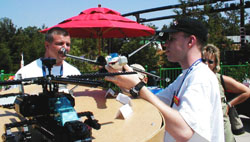 Bram Lambrecht shows Terry Keller's X-Wing fighter to park guests.